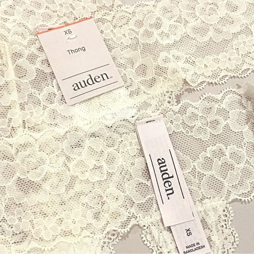 10 Pc lot White Lace Thongs NWT Auden XS BUNDLE
